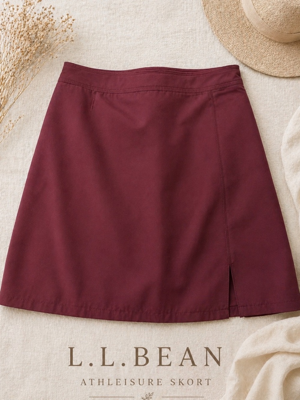 L.L.Bean Burgundy Skort Minimalist Athleisure Golf Tennis Women 4